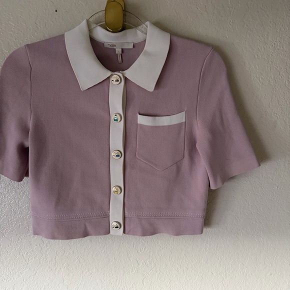 Maje Myshirt Cropped Short Sleeve Cardigan size S - Picture 11 of 13